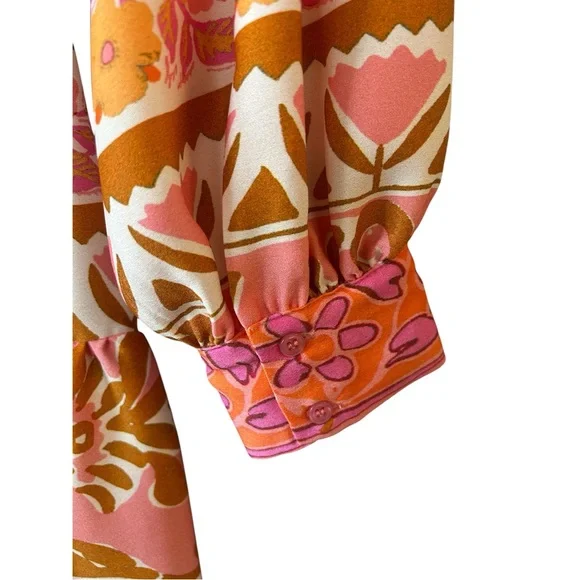ALEX MARIE Wren Pink Orange Floral Long Sleeve Boho Dress Sz 18 NWT Retro Print - Picture 9 of 13